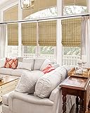 CHICOLOGY Bamboo Roman Shades - Customer Favorite Light Filtering Blinds for Windows, Premium Quality, Ideal for Home, Deer Brown, 34" W X 64" H