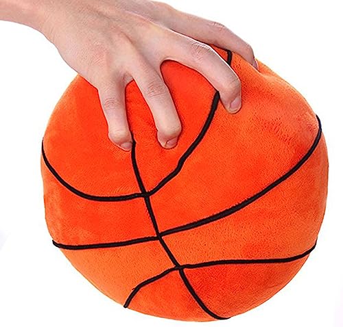 CASAGOOD 12 Inch Fluffy Round Basketball Hugging Pillow Stuffed Plush Toy Soft Plushies Throw Pillows Kids' First Basketball Gift for Kids Or Baby