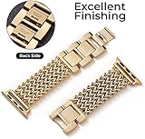 HANDODO Stainless Steel Band for Apple Watch Series 10 9 8 7 6 5 4 3 2 1 SE SE2 Ultra Ultra2, Luxury Wristband Bracelet Fashion Metal Replacement Strap for iWatch 42mm 44mm 45mm 46mm 49mm, Gold