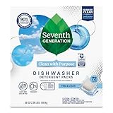 Seventh Generation Dishwasher Detergent Packs for sparkling dishes Free & Clear Dishwasher Tabs (72 Count)