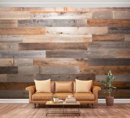 Wall Mural Peel and Stick Wood Panel Facade Large Wallpaper Self Adhesive Contact Paper Removable 3D Wall Sticker for Living Room Bedroom Furniture