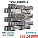 szgwtk 3D Brick Wall Panels,3D Wall Panels Peel and Stick,11.8 x 11.8 inches (Set of 10pcs),3D Self-Adhesive Brick Tiles for Living Room,Fireplace,Bedroom. (Dark Grey)