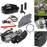 49CC 2-stroke Engine Motor Kit, Pull Start Mini Bike 49cc Engine Single Cylinder Engine Motor for Most Air Cooled 49cc Mini Pocket Bike Mini Dirt Bike ATV Scooter