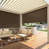 U-MAX Outdoor Roller Shade, 8'(W) x10'(H) Sun Shade Cover Canopy with 99% UV Protection, 220GSM HDPE Exterior Cordless Roll Up Shade Blinds Privacy Screen for Patio, Pergola, Gazebo, Mocha