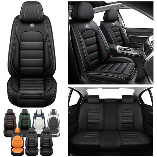 Megaseat Full Set for Chrysler 200 Seat Covers 2011-2017, Waterproof Nappa Leather Car Seat Protector, Anti-Slip & Comfortable Car seat Cover (Black)