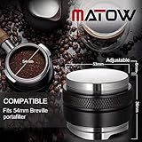 MATOW 53mm Coffee Distributor and Tamper, Dual Head Coffee Leveler Compatible with Breville 54mm Portafilter, Adjustable Depth- Professional Espresso Hand Tampers