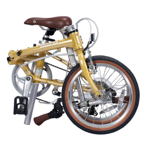 Dahon Boardwalk D7 Folding Bike for Adults, 16" Vintage Bicycles with 7-Speed & V Brake, Lightweight Aluminum Frame, Foldable Commuter Bike for Urban (Gilt, 16 Inch)