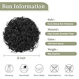 Oseti 1PCS Messy Bun Hair Piece Large Black Hair Buns Hair Pieces Curly Fake Hair Bun Clip on Ponytails for Women Updos Short Synthetic Bun Drawstring Ponytail Extension for Black Women (1B)