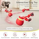 Potaroma Interactive Dog Ball Toys Touch Activated, Rechargeable, Squeaky Dog Toy, Moving Wicked Ball for Pup with Rope for Medium Small Dogs Puppy Dark Red