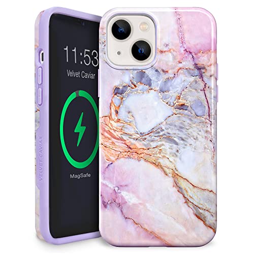 VELVET CAVIAR for iPhone 13 Case Marble - Compatible with MagSafe - 10ft Drop Tested - White, Violet Sky