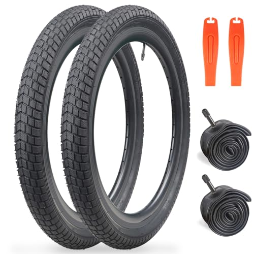 WEEROCK Bike Tire Two Pack 20 Inch Tire with 2 Pack Inner Tubes Folding Bead Replacement Tyre 20 x 2.125 MTB Mountain Bicycle Tires， Black