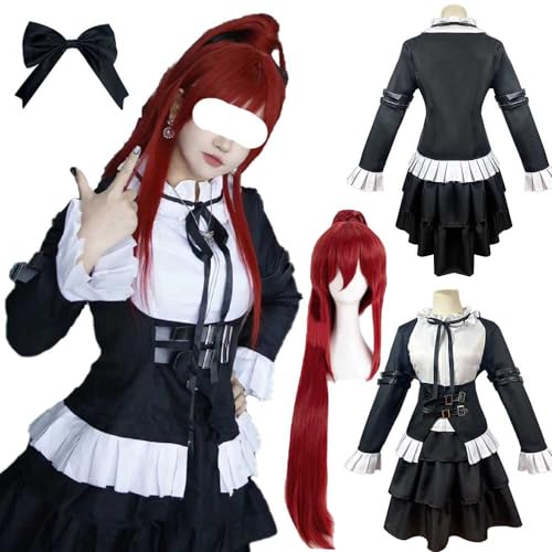 FMPVDI Erza Scarlet Cosplay Costume Erza Cosplay Outfit Uniform Maid Black Halloween Women