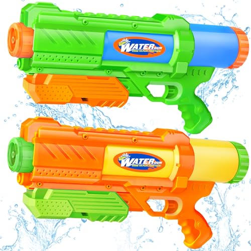 Super Water Gun for Kids Adults: 2 Pack Super Water Gun Soaker 1200cc Squirt Blasters with Impressive Range - Ideal Toys for Boys Girls Summer Outdoor Swimming Pool Water Toys Fun