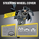 BDK Warner Bros DC Comics Batman Steering Wheel Cover - Ergonomic Grip, Universal Size 14.5-15.5 in, Protects and Insulates Your Wheel, Car Accessories for Car, Truck, Van, SUV