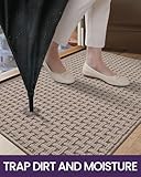 DEXI Front Door Mat Inside Entrance,Doormat Entryway,Non Slip Absorbent Low Profile Welcome for Inside House, Garage, Patio, 32"x48", Beige