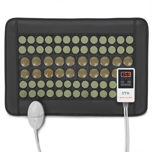 UTK Heating Pad for Back, 5X Deeper Back Pain Relief, Far Infrared Heating Pad with Natural Jade, FSA HSA Eligible, Hotter to 159℉, 4H Auto Off, Travel Bag, Memory Function, 23.5"×16", Gifts for Women