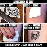 Biker Skulls Motorcycle Club Temporary Tattoo Water Resistant Fake Body Art Set Collection - Color (One Sheet)