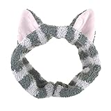 DRESHOW Spa Facial Headbands Terry Cloth Towels Headbands Cute Cat Ear Hairband for Women Wash Face Makeup Mask Headbands