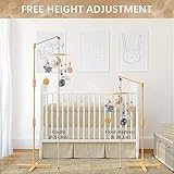 FEISIKE Baby Crib Mobile Arm, 57.4 Inch Mobile Arm for Crib Wooden Nursery Decor Hanger,Holder for DIY Mobile Baby Girl Boy,Hanging Attachment Set Upgrade Floor Stand