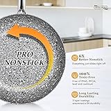 MICHELANGELO Stone Frying Pan with Lid, Nonstick 12 Inch Frying Pan with Non toxic Stone-Derived Coating, Granite Frying Pan, Nonstick Large Frying Pans with Lid, Induction Compatible - 12 Inch