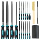 Libraton 31PCs Metal File Set, Metal Files, Metal Files for Steel, 12 Needle Files with Case, Riffler File, 12 Sandpapers, Steel Brush, File Sets for Wood and Metal, for Metalworking & Woodworking