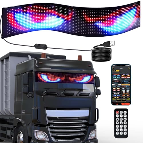 35.5"x7.6" Led Sign, Large Devil Wink Eyes Light Signs, Electronic Programmable Scrolling LED Matrix Panel, Huge Flexible Soft Screen Eye Lamp for Truck Car Windows Shop Advertising