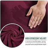 Velvet Plush Stretch Computer Office Chair Cover with Armrest,Solid Color Spandex Slipcover Protective,Removable Stretchable Universal Desk Chair Covers Rotating Chair (NOT Chair),Wine red,XL