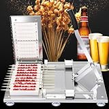 Manual Mutton Kebab Machine, Kebab Maker Press Mould, 10 Holes BBQ Bamboo Skewer Meat Making Machine, Commercial Stainless Steel Satay Meat String Machine Grilling Tool for Outdoor Picnic Camping