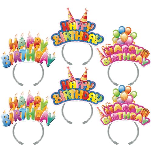 KKBES Birthday Party Hats, 24 Pack, Happy Birthday Headbands for Adults and Kids, 3 Patterns