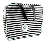 me & my BIG ideas Storage Case - The Happy Planner Scrapbooking Supplies - Black & White Stripe - Holds Your Planner & Accessories - Zippered Bag with Handle & 2 Removable Pouches - 12 x 10.5 x 4 in.