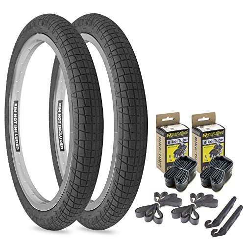 Eastern Bikes Throttle 20 inch BMX Tires Available with or without Tubes, 2.2, 2.3 and 2.4 Inch Widths, no logo, White or Yellow Logo. (2.2" no Logo, 2 Pack with Tubes)