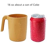 Homienly Wheat Straw Cups with Handle Plastic Cups Mug Sets of 6 Unbreakable Drinking Cup Kids Mugs Reusable Dishwasher Safe Water Glasses Kitchen Essentials Cups for Kitchen, Kids (16 Oz with handle)