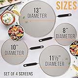 U.S. Kitchen Supply Set of 4 Classic Splatter Screens, 13", 11.5", 10", and 8" - Stainless Steel Fine Mesh, Comfort Grip Handles - Use on Boiling Pots Frying Pans - Grease Oil Guard, Safe Cooking Lid