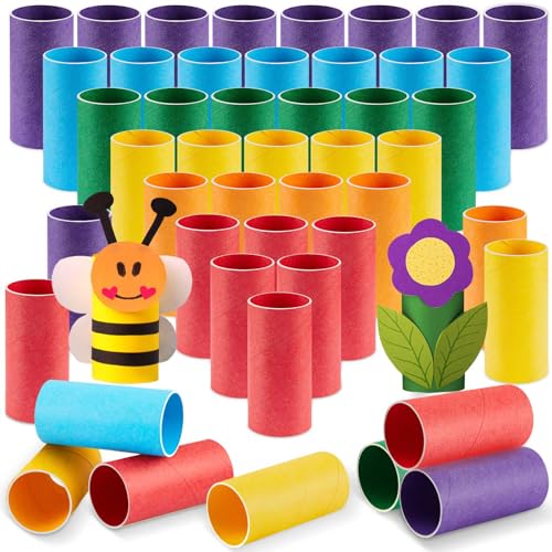 Henoyso 100 Packs Cardboard Tubes for Craft 1.57 x 3.74 Inches DIY Empty Toilet Paper Rolls Craft Cardboard Paper Round Tubes for Kids School Supplies Classrooms Gift DIY Art (Rainbow Color)