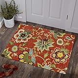 Lahome Red Kitchen Rugs - 2'x3' Small Entryway Rug Washable Kitchen Mat, Non Slip Area Rug Throw Modern Floral Rugs Door Mat for Bathroom Bedroom