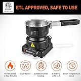 Multipurpose Electric Charcoal Burner - Coal Burner Starter Hot Plate ETL Approved Electric Stove Coconut Starter with Stainless Detachable Tongs, Coals Burner 600W Fast Heating BBQ Kitchen