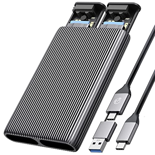 ORICO Dual M.2 NVMe SSD Aluminum USB3.2 Gen2 10Gbps, M.2 Type-C Docking Station for PCIe M-Key, B&M Key 2230/2242/2260/2280 SSD, Tool-Free, Up to 4TB