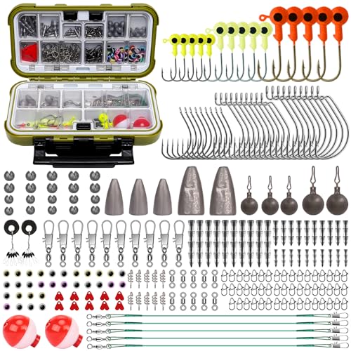 GOTOUR Fishing Lures Accessories Kit with Tackle Box, Fishing Hooks Minnow Crankbait Frog Popper Lure Worm Fishing Spoon Spinner Bait for Bass Crappie, Fishing Gear Freshwater Equipment Gifts for Men