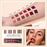 Melemando 12PCS Matte Liquid Lipstick Set Non-Stick Cup and Not Fade Pigmented Lipstick Long-Lasting Waterproof Velvet Lipgloss Kit Makeup Gift for Girls and Women (Set 01)