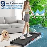 TRAILVIBER Walking Pad Treadmill with 12% 9-Level Auto Incline, 450 lbs Capacity and RGB LED Screen Under Desk Treadmill with Auto Incline and Hiking Mode, Compact Treadmills for Home Small/Office