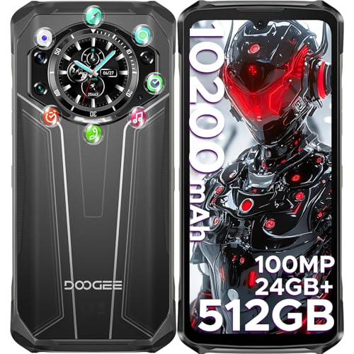 DOOGEE S119 (2025) Rugged Phone Unlocked,24GB+512GB/TF 2TB Android 14 Rugged Smartphone with 1.32" Rear Screen,10200mAh Battery/33W,6.72" FHD+,100MP+20MP Night Vision,NFC/Dual Unlock/3 Card Slot/OTG