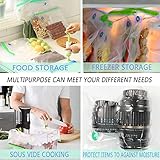 Sous Vide Bags 20pack Reusable Vacuum Food Storage Bags with 3 Sizes Vacuum Food Bags,1 Hand Pump,4 Sealing Clips for Food Storage and Sous Vide Cooking (Green Kit)