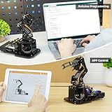 Robotic Arm with Arduino UNO, 5DOF/Axis AI Smart Robot Arm Open Source STEM Educational Building Robotics & Engineering Kits, Science/Coding/Programming Set, miniArm Standard Kit