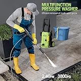 Electric High Pressure Washer - Duede Portable Washer with 23 FT Water Outlet & 6.6 FT Inlet Hose, Upgraded Foam Cannon, 4 Nozzle Set, Cleans Cars/Patios/Fences/Windows, 3800PSI 2.4GPM