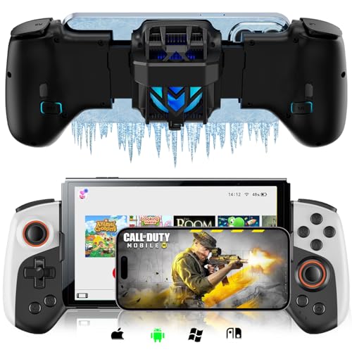 arVin Mobile Game Controller for iPhone/iOS/Android/Switch/PC with RGB Cooling Fan/Turbo/Back Key/Vibration, Wireless Gamepad Joystick for iPhone 15/14/13/Galaxy 24/23/22/One Plus/Call of Duty/Genshin
