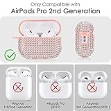 Case for AirPods Pro 2nd Generation, Filoto Cute AirPod Pro 2 Protective Case Cover for Women Girls, Bling Crystal PC Apple Air Pods Pro Cases Accessories with Lobster Clasp Keychain, Pink