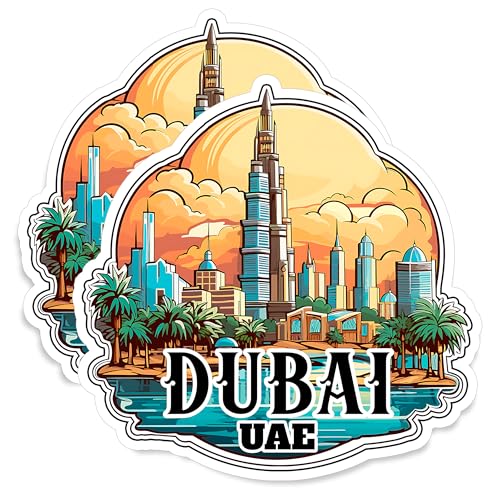 Dubai United Arab Emirates UAE Magnet 4 inch 2 Pack Vinyl for Souvenir Gift Refrigerator Fridge Dishwasher ID44999