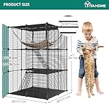 YITAHOME Large Indoor Cat Cage with Hammock, Spacious Cat Playpen for Small Pets, Ferrets, Chinchillas, Rabbits (Black)