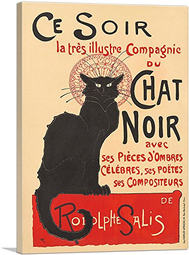 ARTCANVAS La tournee du Chat Noir 1896 Canvas Art Print Stretched Framed Painting Picture Poster Giclee Wall Decor by Theophile Steinlen - 18" x 12" (0.75" Deep)