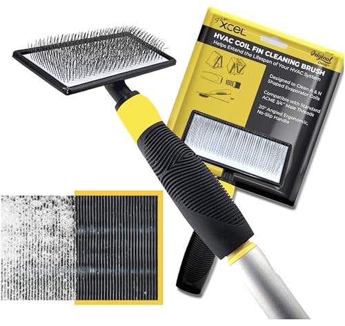 FinXCEL™ HVAC Coil Cleaning Brush | ACME Pole Compatible | 135° Angled Pins | DIY Tool for Tight A/C Coil Spaces | Chemical-Free | Pole Not Included